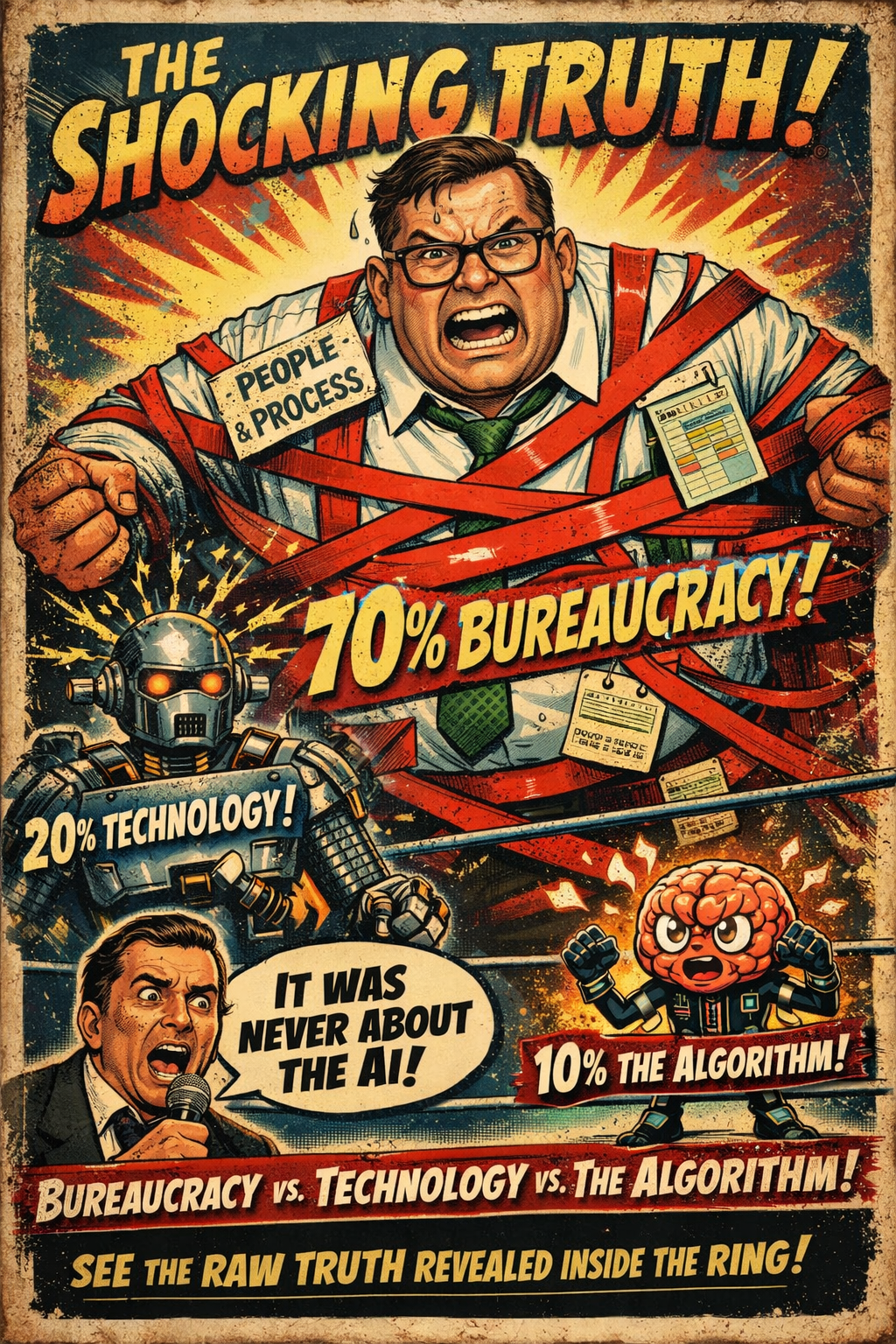 Pie chart showing the 70-20-10 breakdown of AI failure causes