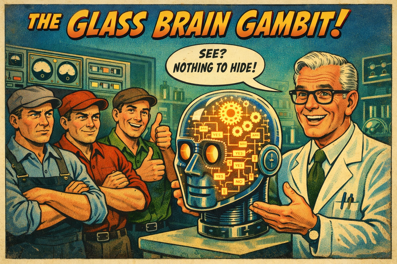 Illustration of transparency building trust between AI systems and humans