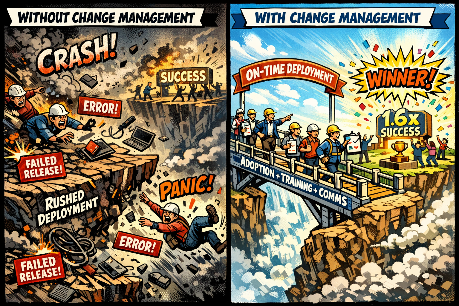 Visual representation of the change management multiplier effect