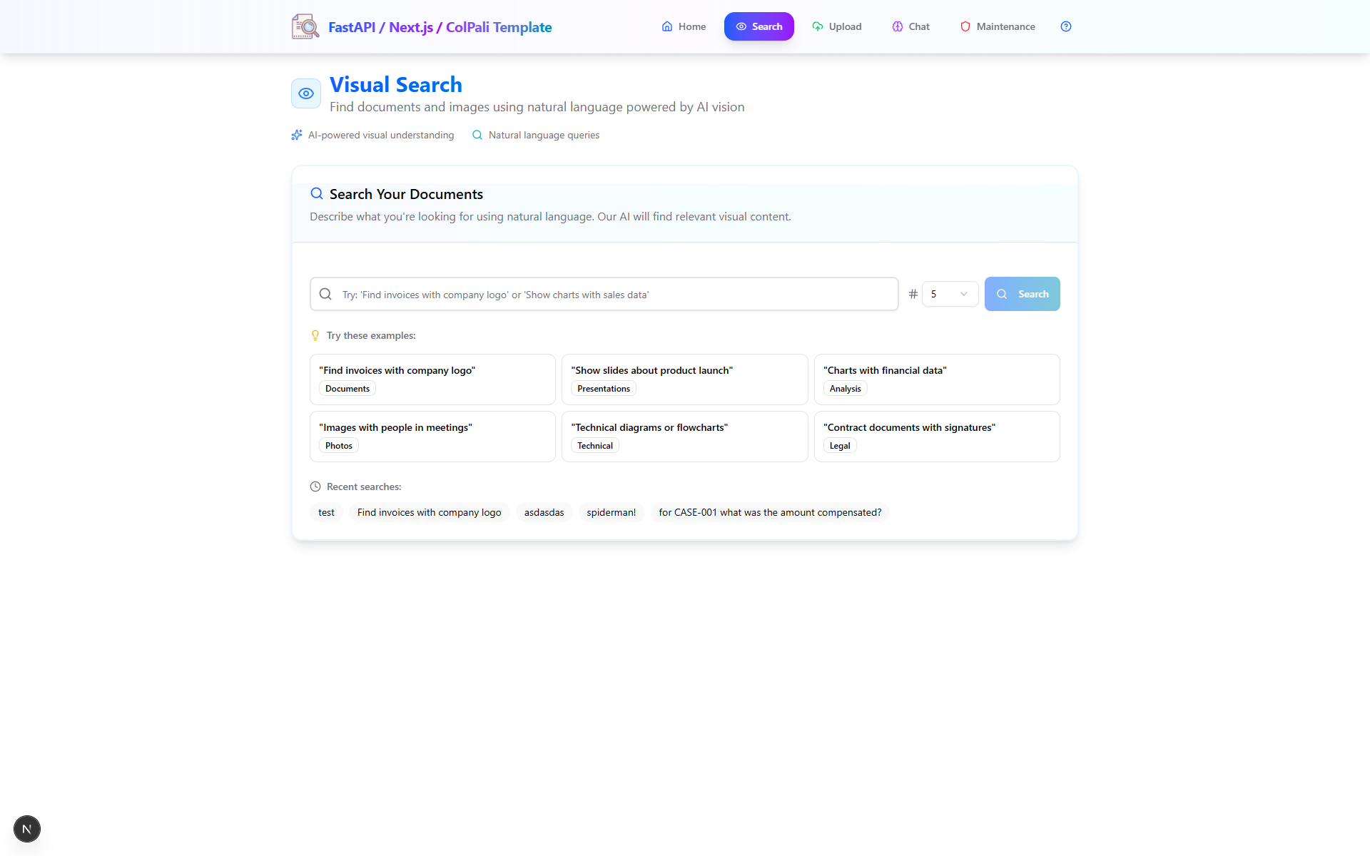 Search screen